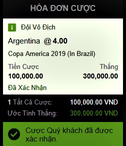 Kèo Argentina vô địch Copa America 2019